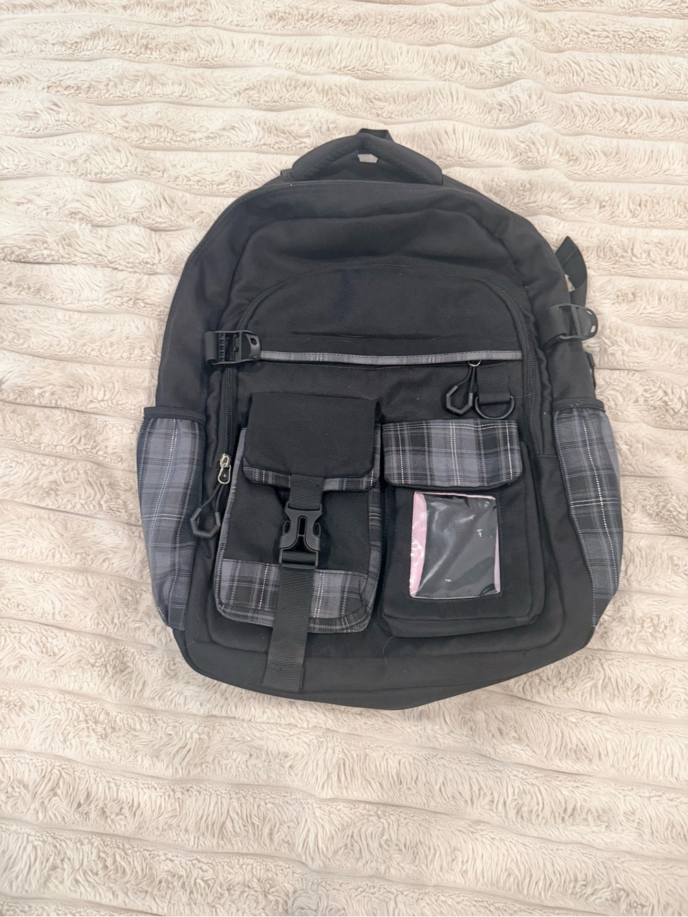 Girls Backpack with Plaid Accents